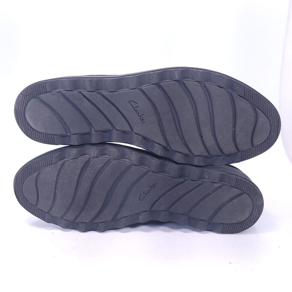 Clarks Sharon Tori Loafers Shoes 8 M Black Wedge Slip On Leather Suede - Picture 9 of 11